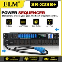 SR-328B+ 8+2CH Power Sequencer with 30A Relay & Voltage Display for DJ Audio Stage Lighting Universal Plug 220V/50Hz