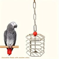 1Pc Parrot Feeder Stainless Steel Food Vegetable Fruit Foraging Basket Large Parrot Chew Puzzle Training Boredom Bird Supplies B