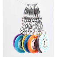 New Acrylic Poker Chip Shape Keychain Bag Charms for Men Women Creative Las Vegas Phone Pendant Keyring Jewelry Accessories Gift