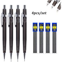 4pcs/set 0.3/0.5/0.7/0.9mm New Automatic Pencil With Built-in Eraser,3boxes of Replaceable Lead, For School Writing Supplies