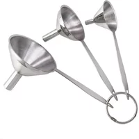 Stainless Steel Funnels With Cleaning Brush, Set Of 3, Small Funnel Set For Transferring Essential Oils Liquid Fluid Spice D