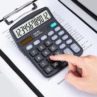 Desktop Calculator Standard Function Calculator with 12-Digit Large LCD Display Solar & Battery Dual Power for Home Basic Office