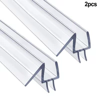 2pcs Shower Seal PVC Waterproof Hyaline Door Seal Rubber Strip Portable Window Glass Fixture Accessories Household Bathroom