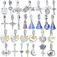 925 sterling silver wings Sister Cross pendant charms fit original 4mm Aperture bracelet charm beads necklace Diy female jewelry image 4