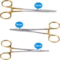 1pc Dental Needle Holder Plier 12/14/16cm Reusable Stainless Steel Gold Plated Handle Orthodontic Forcep Surgical Instrument