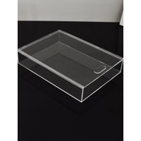 Acrylic Transparent Display Tray with Lid Dustproof A4 Paper Document Box Rectangular Desktop Organizer Flat Jewelry Box