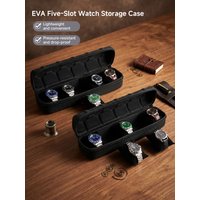 1pc 5-Slot Watch Case-Organizer with Pillow Insert Case Portable Watch Organizer, for Wristwatches and Smart Watches Storage