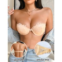Lace Strapless Women Bra Sexy Front Clasp Push Up Bra Invisible Non-Slip Fashion Lace Bra Women