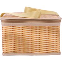 Portable Wicker Rattan Outdoor Camp Picnic Bag Waterproof Tableware Food Container Baskets Insulated Thermal Cooler