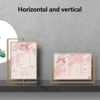 360° Rotating Metal Photo Frame A4 Acrylic Desk Display Stand High-grade Frame Metal Wedding Picture Frame Stand Home Decor