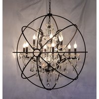 Retro Schmiedeeisen Kronleuchter rustikale Kugel Kronleuchter für Wohnzimmer Bauernhaus Vintage Restaurant Kristall Vogelkäfig Hängelampe