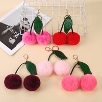 New Otter Rabbit Hair Cherry Multi-color Car Keychain Pendant Cute Pompom Doll Doll Bag Bag Hanging Key Chains for Women Gift