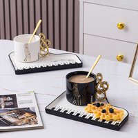 Nordic Creative Piano Key Ceramic Coffee Cup Plate Set Niche Design Office Mark mug elegant tea set european style Mini cup