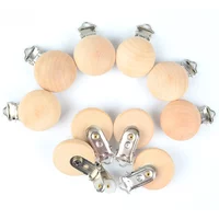 5/10Pcs Natural Beech Wooden Pacifier Clips Dummy Holder Chain Wood Nipple Clip for Baby Teether Chew Toys Nursing Accessories