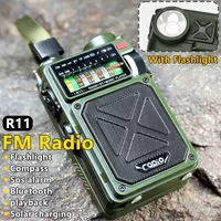 R11 Multifunction Emergency Radio BT Speaker Outdoor AM/FM/SW/WB Full-band Radio With Solar Hand Crank Dynamo TF Card USB Player