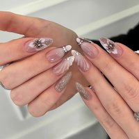 24Pcs/set Flower Pattern Almond Press on Nails Spicy Girls False Nails Wearable Fake Nail Art Uñas Postizas Накладные Ногти 네일팁