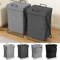 Foldable Laundry Basket with Cover Dirty Clothes Organizer for Washing Compact Storage Bin with Lid for Home Organization
