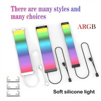 ARGB Soft Silicone Decorative Light Strip, 8/24Pin PC Power Cable Decoration,5V ARGB Sync,Neon Strip for GPU/Motherboard/Chassis