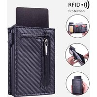 Men’s Automatic Pop-up Card Wallet Carbon Fiber Aluminum Build Anti-Theft RFID Credit Card Clip High Quality Card Holder Wallet