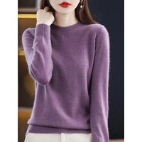 Women Cashmere Sweater 100% Merino Wool Pullover Autumn Winter O-Neck Jumper Basic Wool Knitwear Tops Solid Color Clothing