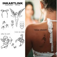 Angels and Love Temporary Tattoo,Lasts To 15 Days New Technology Magic Waterproof Semi Permanent Sticker.