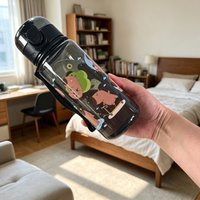Kids Water Bottle with Cute Cartoon Capybara, Unicorn, Giraffe & Dinosaur Prints, Minimalist Stylish Leakproof Reusable Cup