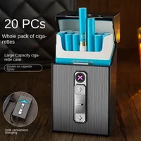 Thin Cigarette Case, Thick New 2-in-1 Cigarette Case with USB Double-arc Rechargeable Lighter Special Smoking Accessories