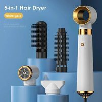 5-in-1 Hair Dryer with Straightener and Curler for Home Travel Salon Use, 110V/220V Negative Ion Fast Drying Styler Strong Wind