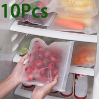 Sac de stockage des aliments en Silicone, 10 pièces, étanche, réutilisable, sac fermé à fermeture éclair, tasse, sac frais, sac de stockage des aliments, emballage frais