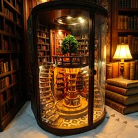 3D Miniature Cabin Puzzle Bookend - Wisdom Tree Ring DIY Stereo Scene Decor
