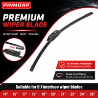 PINMOAP Car Windshield Front Wiper Blade 9mm U J Hook 14"16"17"18"19"20"21"22"24"26" Frameless Replacement All Weather Wipers