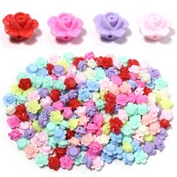 100pcs/lot Colorful Rose Flower Acrylic Beads Flat Back Loose Spacer Beads For Jewelry Making DIY Handmade Bracelet Accessories