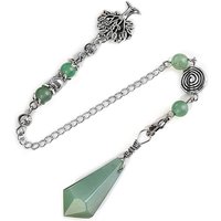 Natural Stone Green Aventurine Dowsing Pendulum Scrying Divination Healing Hexagonal Pointed Tree of Life Crystal Pendulums X058