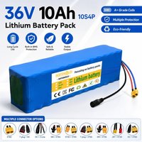 36V 10Ah 10S4P Lithium Ion Battery Pack Built-in 15A BMS High Capacity Replacement Battery for 500W E-Bike Electric Scooter