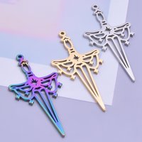 5pcs Fashion Punk Sword Charm Pendant for Jewelry Making Bulk Stainless Steel Weapons Pendant DIY Necklace Jewelry Accessories