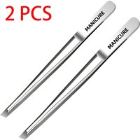 2pcs Stainless Steel Adjustable Single Eye Eyebrow & Eyelash Tweezers Pliers Hygienic False Eyebrow Applicator Remover