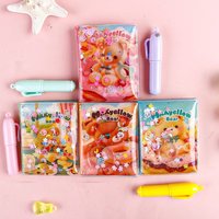 Cute Cartoon Mini Notebook with Chain, Kawaii Bear Pocket Journal with Pen, 70 Sheets Colorful Pages for Kids Students