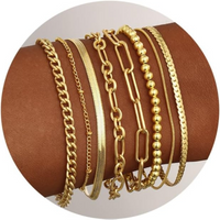 Gold Bracelets for Women Teen Girls, 14K Gold Plated Dainty Bracelets Set, Layered Chain Bracelets Pack Jewelry Gifts for Her
