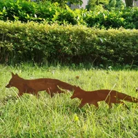 No Battery Needed Rustic Metal Fox Stake Ideal for Yard Decor and Halloween Accents Perfect for Adding Whimsy to Your Outdoors