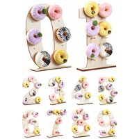 Number 0-9 Wooden Donut Display Stand Holder Board Table Desserts Stand for Birthday Party Wedding Baby Shower