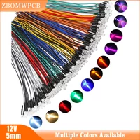 50pcs 12v Pre Wired Led Diode Lights 5mm Emitting Diodes Kit For DIY Scientific Experiment