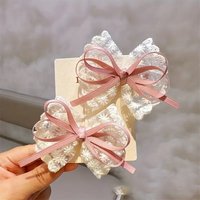 2pcs Cute Bohemia Lace Bow Hair Clips for Baby Girl Korean Sweet Bowknot Barrettes Handmade Headdress Kids Hair Accessories