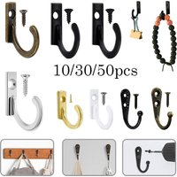 10-50PCS Mini Hook with Screws Antique Alloy Door Wall Hooks Keys Hair Rope Hanging Storage Rack Bathroom Kitchen Accessories