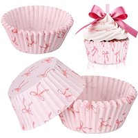 Pink Bow Cupcake Liners Coquette Bow Cupcake Wrappers Baking Cups for Baby Shower Wedding Bridal Showers Birthday Party Decors