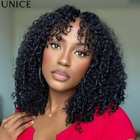 UNice Burmese Curly V Part Wig With Finger Coil Ends 100% Human Hair Wigs With Drawstring No Glue Fit for All Sizes