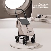 Foldable 4 Wheel Shopping Cart Lightweight Portable Grocery Trolley with Universal Wheels for Home Use