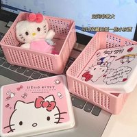 Hello Kitty Cute Large Capacity Desktop Miscellaneous Cosmetics Organizer Box Multipurpose Folding Storage Box Children Gifts