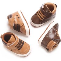 High Top Spring And Autumn 0-18M Baby Shoes PU Soft Sole Breathable Baby Casual Sports Shoes Walking Shoes