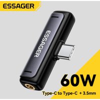 Essager 2 in1 OTG Adapter USB Type-C to USB C/3.5mm Earphone Adapter Headphone Audio Aux Converter 60W Fast Charge For iPhone 17
