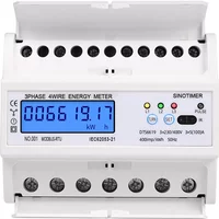 380V/100A 3 Phase Energy Meter DIN Rail Digital Backlight Monitor Voltage Current Display kWh Wattmeter Power Meter RS485 Modbus